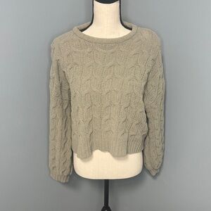 Moon & Madison Women’s Green Cable Knit Crop Sweater Sz M